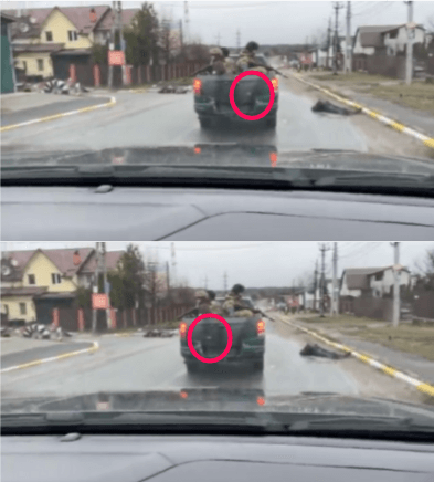 Helle Punkte sind auch in anderen Teilen des Videos zu sehen, etwa am vorausfahrenden Wagen